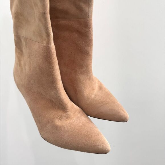 FLOR DE MARIA $595 Milly Blush Heeled Over knee Boots in suede - Picture 9 of 13